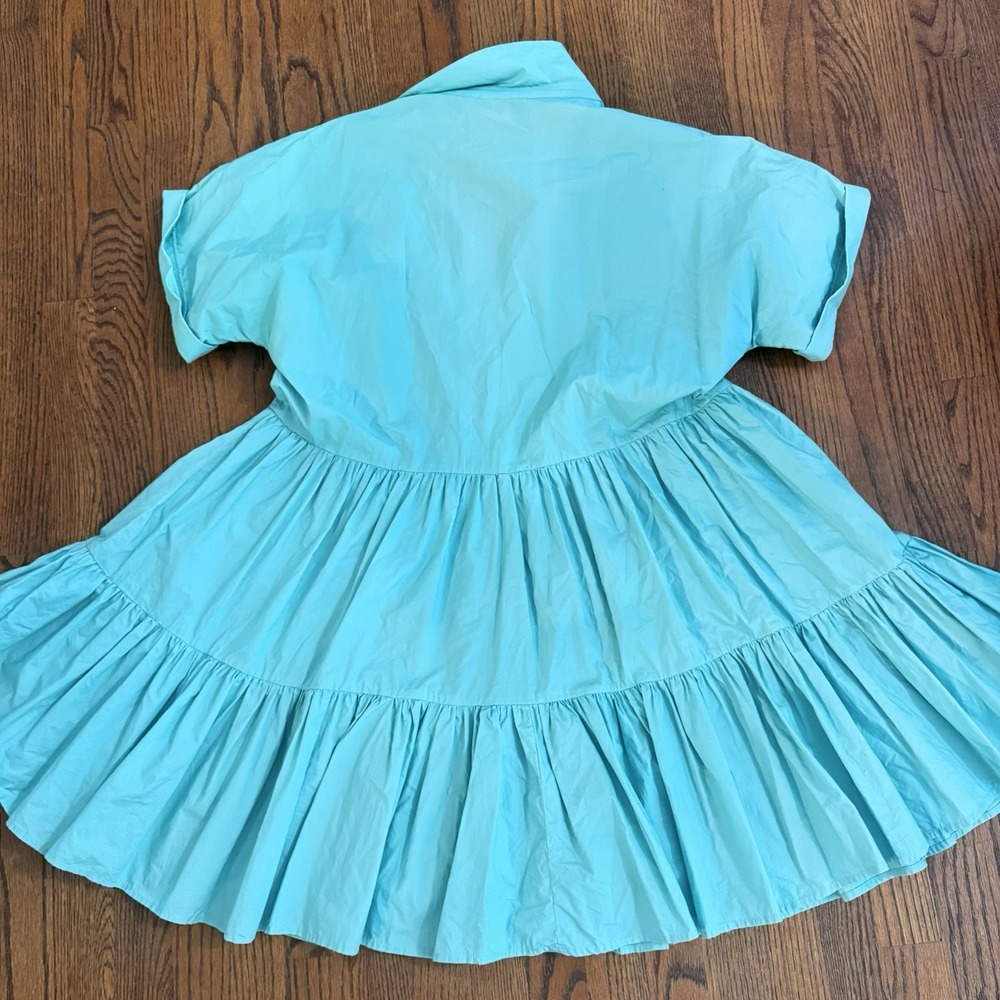 Boutique Lili Sidonio Sun Dress In Green‎ With Buttons, Cuff Sleeves Size Large - Picture 7 of 8